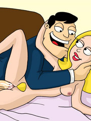 Blonde cartoon milfs can't stand their desire and willingly going wild with black guys.